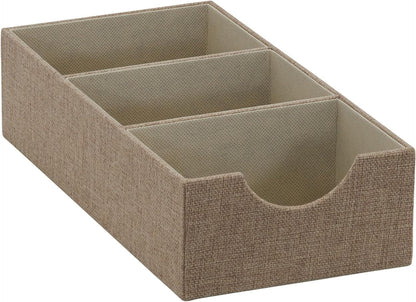 Household Essentials Grey 727-1 Deep 3 Section Drawer Organizer Box for Storage | 12 in x 6.13 in x 3.13