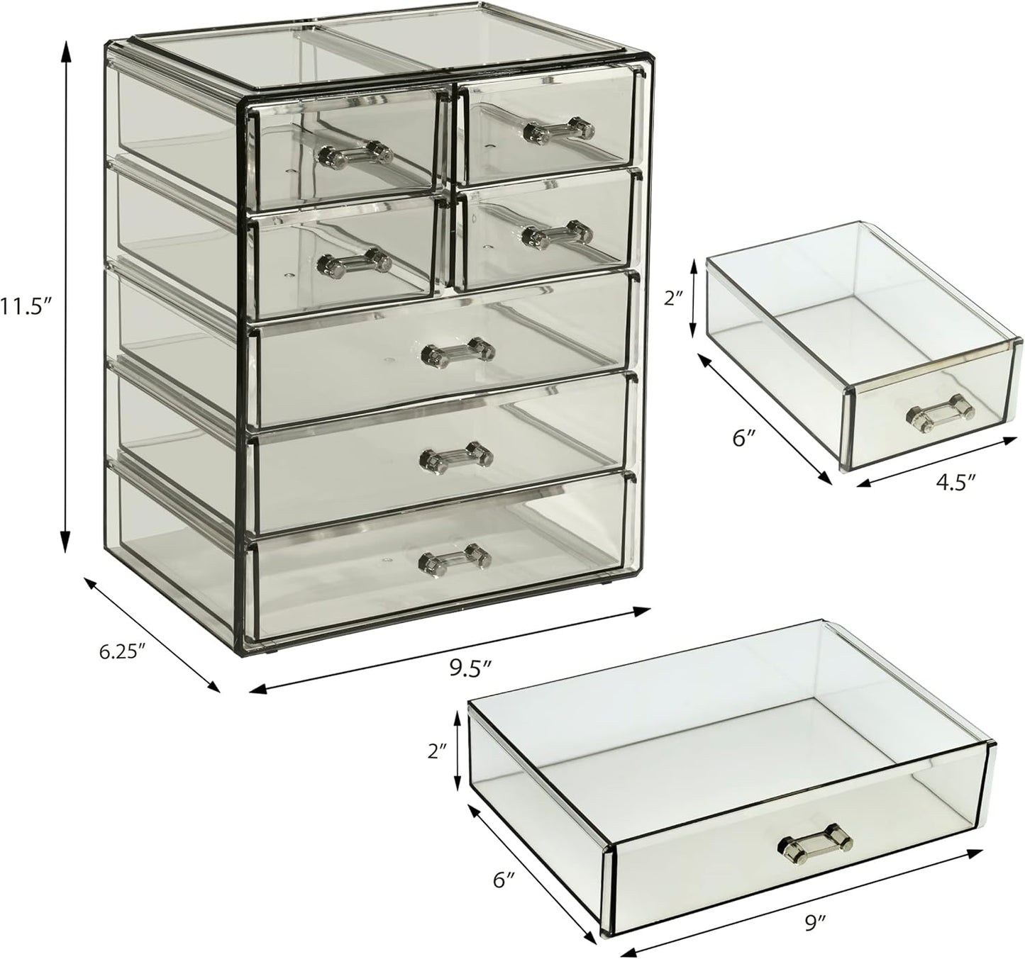 Sorbus Acrylic Makeup Organizer Set, 6-Drawer Vanity & Countertop Cosmetic Storage with Small & Wide Drawers, Clear Makeup Storage for Brushes, Lipsticks, Jewelry – Holiday Gift for Women & Teens