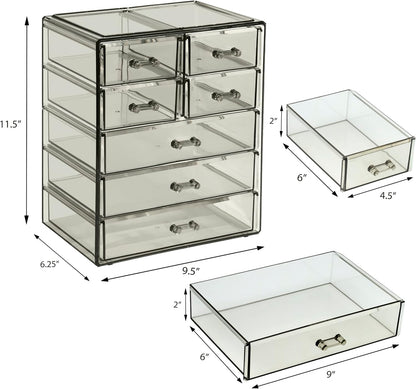 Sorbus Acrylic Makeup Organizer Set, 6-Drawer Vanity & Countertop Cosmetic Storage with Small & Wide Drawers, Clear Makeup Storage for Brushes, Lipsticks, Jewelry – Holiday Gift for Women & Teens