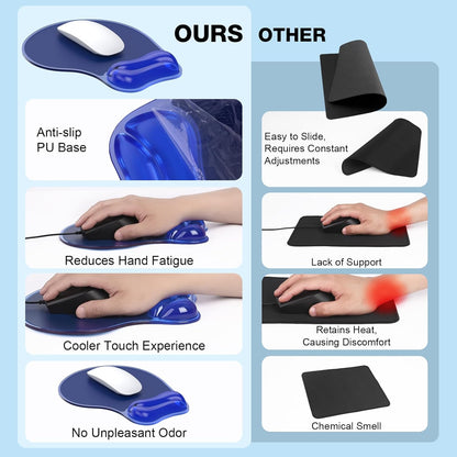 Gel Mouse pad & Keyboard Wrist Rest Set, Ergonomic Keyboard and Mousepad with Wrist Support, Keyboards Wrist Rest, Computer Keyboards Pad, Cooling Gel Blue