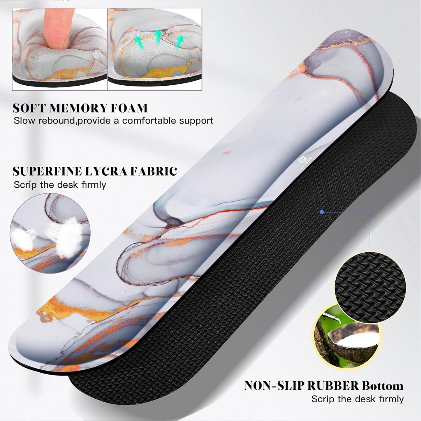 Gimars Upgrade Enlarge Silky and Superfine Fabric Gel Memory Foam Keyboard Wrist Rest Set, Ergonomic Keyboard Mouse Wrist Support for Typing Pain Relief, Comfort for Office, Gaming, Computer