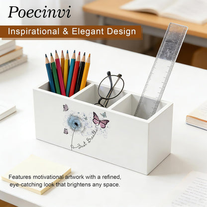 Blue Coquette Bow Pen Holder for Home Office Desk, Girly Office Decor, Preppy Blue Ribbon Bow Aesthetic Wooden Box Sign Pencil Holder for Desk Shelf Organizer