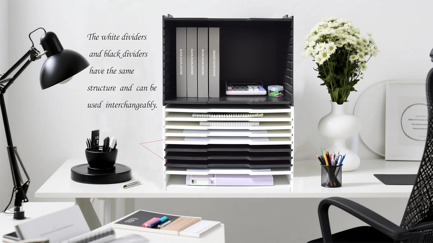 2/4/6 Tier Paper Organizer Letter Tray, Clear Acrylic Layer Stackable Paper Sorter, Plastic A4 Office File Folder Holder for for Desk Accessories, Notes, Pens, File, Document (Clear, 4 Tier)
