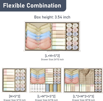 DIMJ Drawer Organizer Clothes - 20 Pack Closet Drawer Organizer Bins for Baby Clothes Storage, Fabric Dresser Organizer for Nursery Bedroom, Foldable Small Drawer Dividers for Underwear Socks