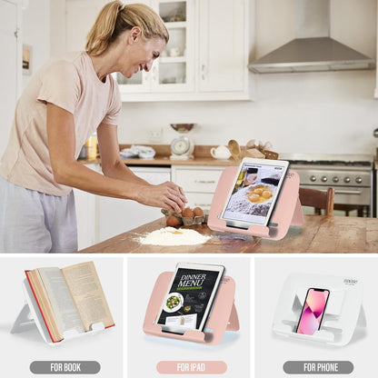 Portable Book Stand Book Holder Book Rest for Kids Reading Hands Free Cookbook Holder Textbook Stands Music Stand Lightweight Waterproof Book Stand Gifts School Supplies (Purple 11.82" *8.26")