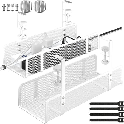 Under Desk Cable Management Tray, Wire Management Desk Cable Organizer Cable Management Box, Cord Organizer Storage for Office, Home