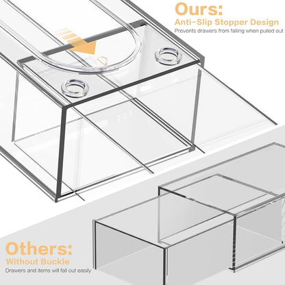 Desk Organizer with 14 Drawers, FODIENS 14 Packs Acrylic Stackable Desktop Storage Drawer Makeup Organizer, Clear Craft Storage Box Cabinets for Office Vanity Countertop Bathroom Bedroom