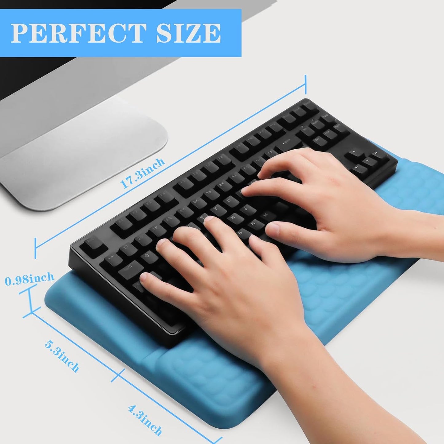 Computer Keyboard Stand Pad with Wrist Rest, Ergonomic Comfy Tilted Keyboard Stand Riser Holder Pad for Office Home (Black)