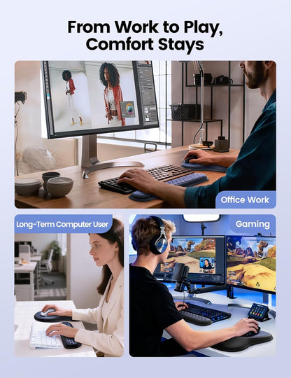 meatanty Keyboard and Mouse Wrist Rest Set, Ergonomic Wrist Pad Support, Computer Hand Palm Rest Combo, Memory Foam Typing Desk Accessory Carpal Tunnel Cushion, Laptop Office Home School-Blue & Black