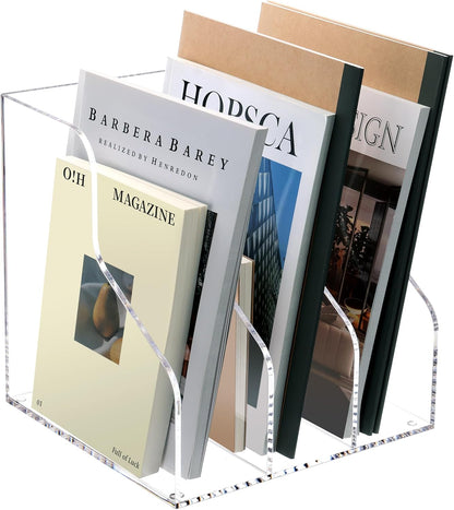 Magazine Holder, Clear Acrylic Magazine Rack, File Organizer for Office Desk, Book Organizer,-One-Piece-3 Vertical spaces,1 pack (B5)……