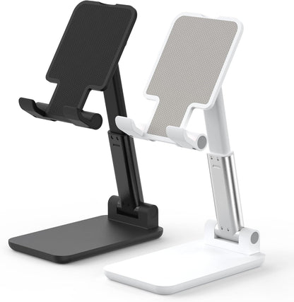 Cell Phone Stand, Adjustable Angle and Height Cell Phone Holder for Desk, Foldable and Portable, Anti-Slip Silicone Pad, Compatible with All Mobile Phones and 4-8 Inch Devices, Pink