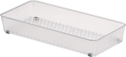 Spectrum Hexa 6 x 12 Drawer Organizer for Kitchen Utensils with Innovative Honeycomb Base Design, Silverware Tray for Cutlery and Flatware Storage, Bathroom Vanity or Desk Solution, Clear Frost