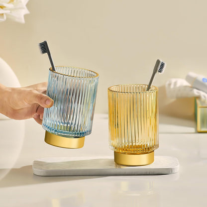 Makeup Brush Holder Organizer,Toothbrush Holders,Desk Pen Pencil Holder,Multifunctional Vintage Glass Brush Cup（L/Green/A3-6-US）
