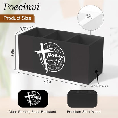 Blue Coquette Bow Pen Holder for Home Office Desk, Girly Office Decor, Preppy Blue Ribbon Bow Aesthetic Wooden Box Sign Pencil Holder for Desk Shelf Organizer