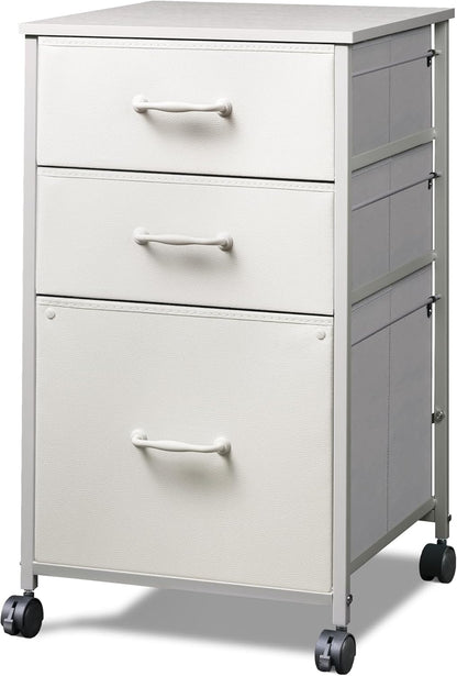 DEVAISE Mobile File Cabinet, Rolling Printer Stand with 3 Drawers, Fabric Vertical Filing Cabinet fits A4 or Letter Size for Home Office, Black