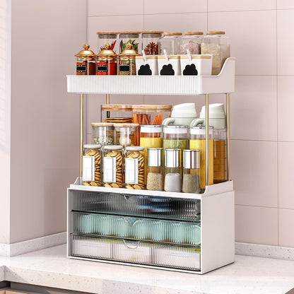 caktraie 12.2" W Makeup Organizer Drawers - 5 Tiers Bathroom Counter Organizer, Cosmetic Storage Drawer for Dresser Countertop and Bathroom Vanity for Large Skincare, Perfume, Clear