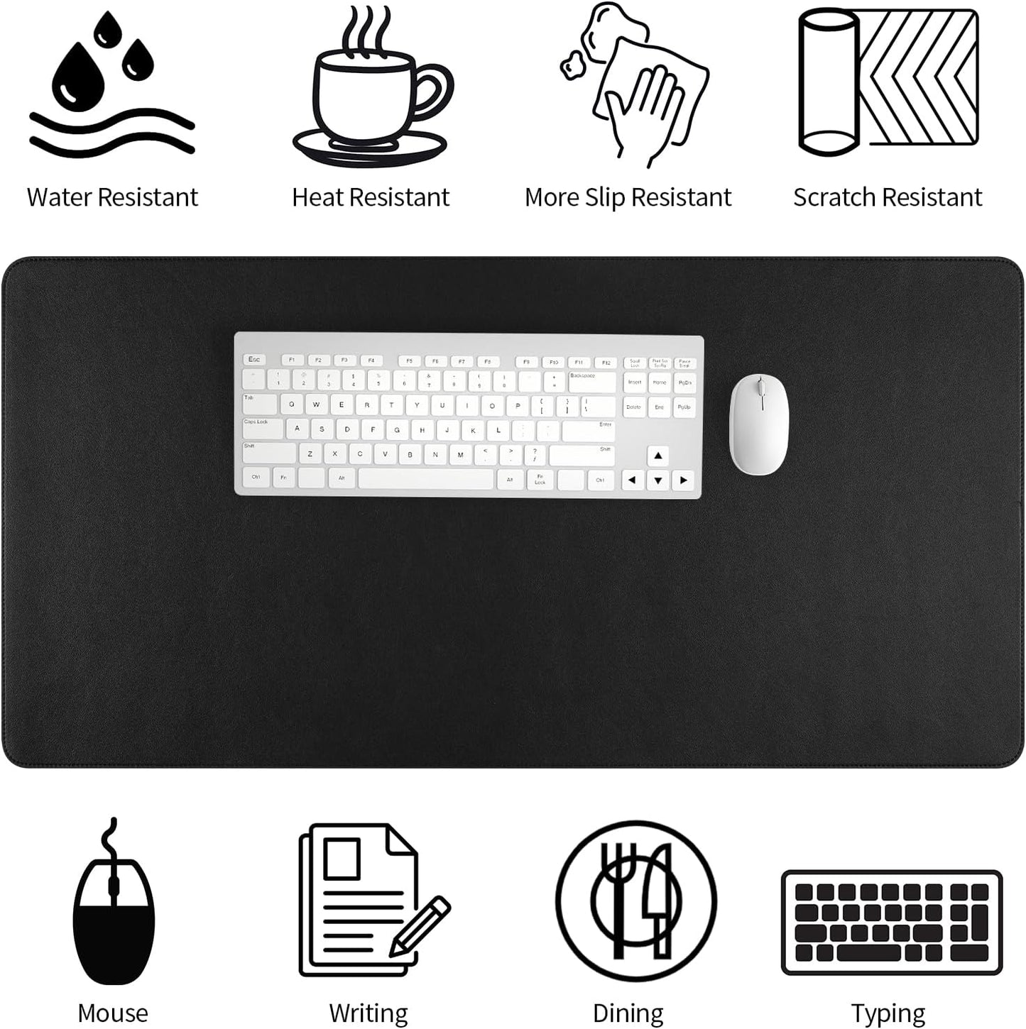 Bloss Leather Desk Pad and Keyboard Wrist Rest, Large Mouse Pad + Keyboard Pad+Mouse Wrist Support, Non-Slip Desk Mat Protector for Office, Home(31.5×15.7 Inches,Beige)