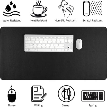 Bloss Leather Desk Pad and Keyboard Wrist Rest, Large Mouse Pad + Keyboard Pad+Mouse Wrist Support, Non-Slip Desk Mat Protector for Office, Home(31.5×15.7 Inches,Beige)
