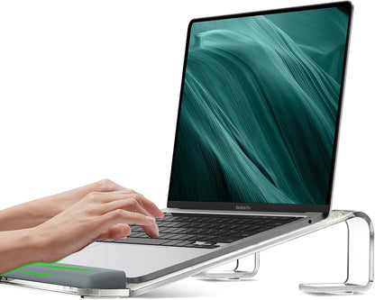 JCZT Aluminum Laptop Stand, Notebook Stand with Wrist Rest, Ergonomic Detachable Laptop Mount, Computer Stand Compatible with 10-17'' All Laptops Such as MacBook Air Pro/HP/Dell/Lenovo, Gold