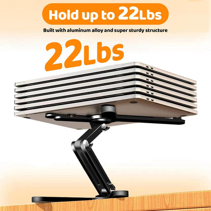 Moallia Laptop Stand with 360 Rotating Base, Computer Notebook Laptop Riser Metal Holder for Desk Collaborative Work, Fully Foldable for Easy Storage, Fits All MacBook, Laptops up to 16 inches
