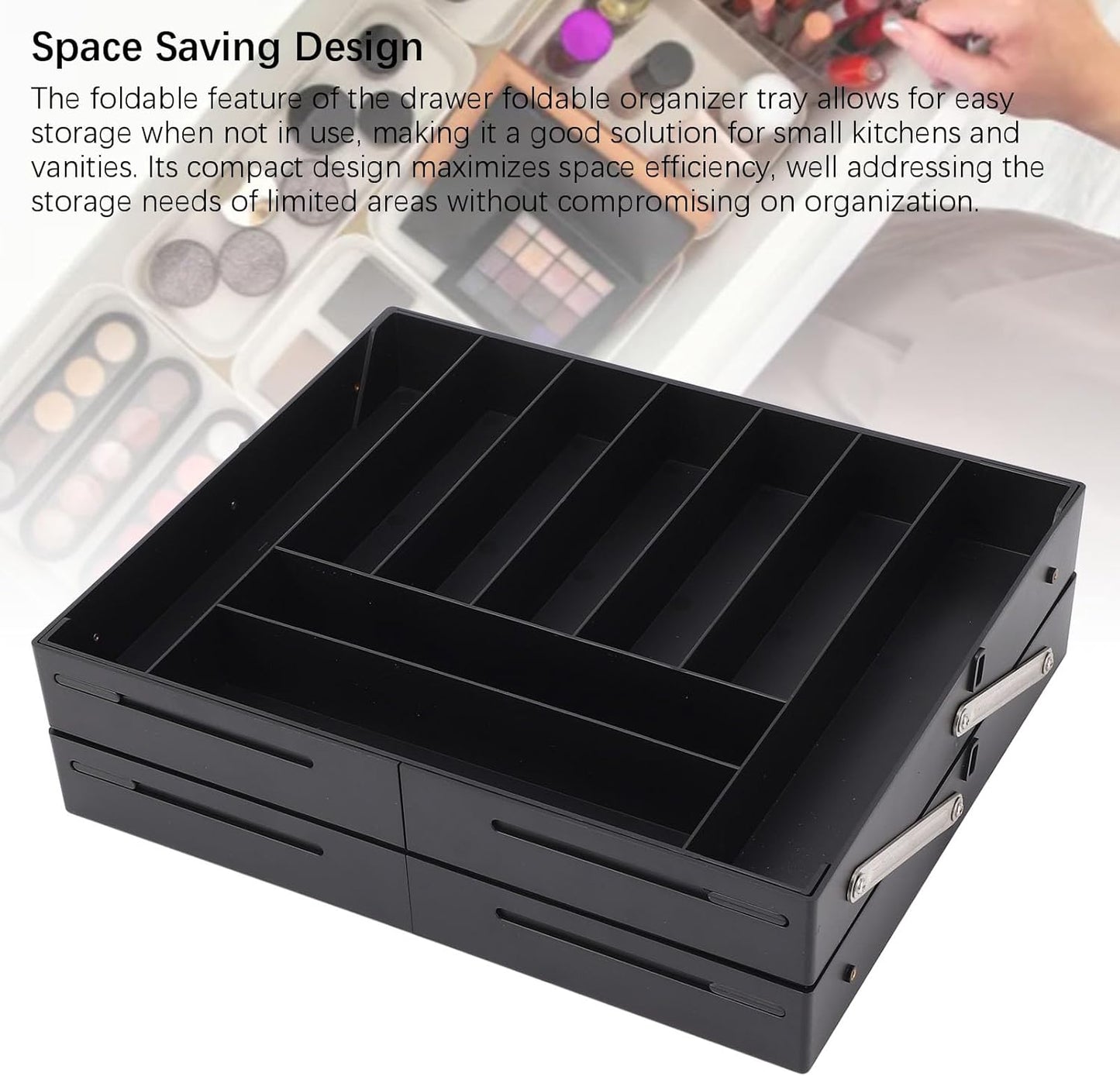 Extra Large and High Drawer Organizer, 2 Tier Smart Expandable Desk Organizer, Multi Level Junk Drawer Organizer for Makeup, Jewelry, Desk, Office Drawers (Gray)