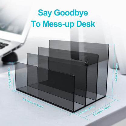 Boloyo Acrylic File Holder,1PC 2 Sections Clear File Organizer Mail Letter Sorter Desktop Folder Holder for Home Office School Envelope Bill Filling Paper Document