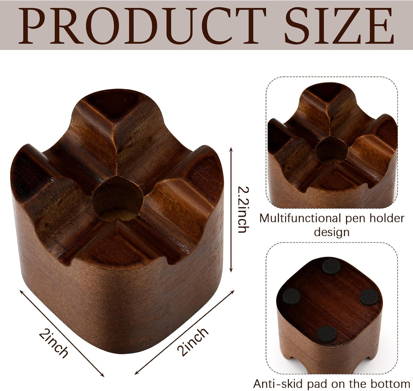 Sherr 2 Pcs Wood Fountain Pen Holder Wooden Pencil Holder Minimalist Pen Rest Desk Stand Pencil Organizer Tray for Home School Office Students Teachers Boss Gifts