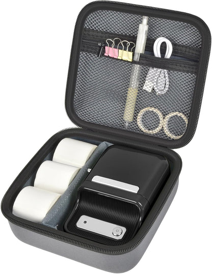 ALKOO Case Compatible with NIIMBOT B21 / B1 Label Maker Wireless Thermal Label Printer, Holder for Inkless Label Maker & Labeling Tapes Refills, with Mesh Pocket for Cable Accessories (Purple)