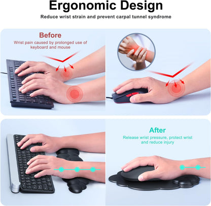 MOKURU Cloud Mouse Pad with Wrist Rest, Cloud Keyboard Wrist Rest, Mouse Pad Wrist Support, Ergonomic Keyboard Mouse Wrist Support White