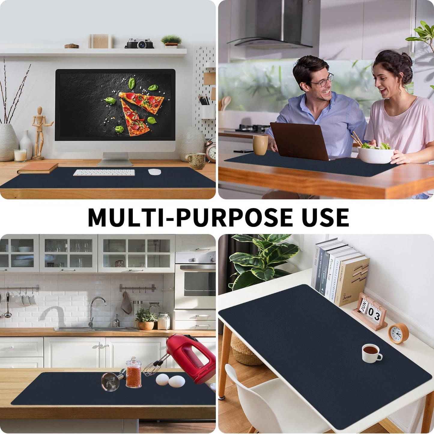 Bloss Leather Desk Pad and Keyboard Wrist Rest, Large Mouse Pad + Keyboard Pad+Mouse Wrist Support, Non-Slip Desk Mat Protector for Office, Home(31.5×15.7 Inches,Beige)