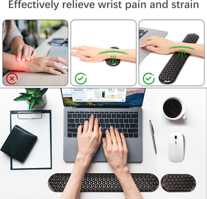 MEGREZ Clear Gel Wrist Rest for Keyboard and Mouse, Cute Crystal Gel WristRest, Ergonomic Wrist Rest Set, Cloud Wrist Rest Keyboard, Pink