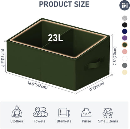 DIMJ Closet Storage Bins, 6 Pack Storage Baskets for Shelves, Foldable Closet Organizer with Handle, Linen Closet Organizers and Storage for Clothes, Toys, Towel, Books (Black)