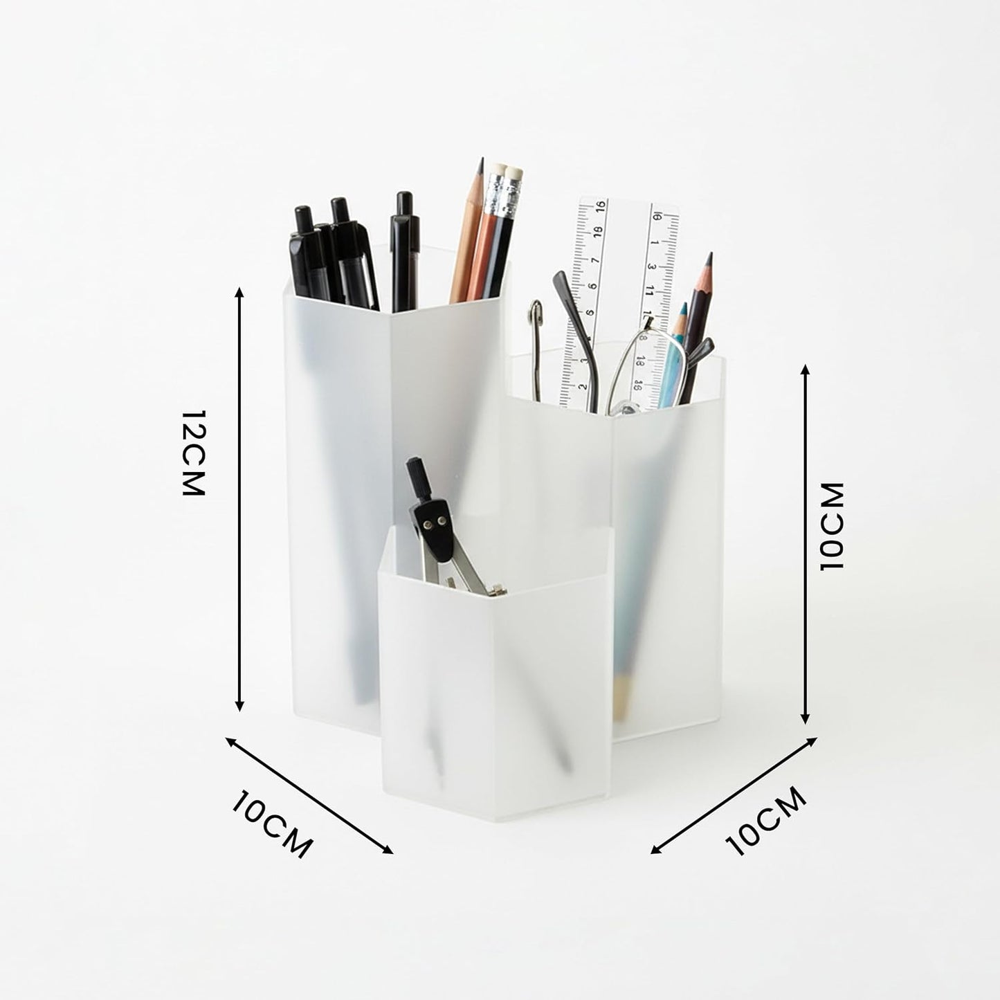 Black Pen Holder for Desk | 3 Compartment Organizer Desk for Pen, Pecils, Makeup Brushes, Tooth Brushes | Cute Pencil Cup Desk Organizers and Accessories for Office, Home, Classroom, Teacher Desks