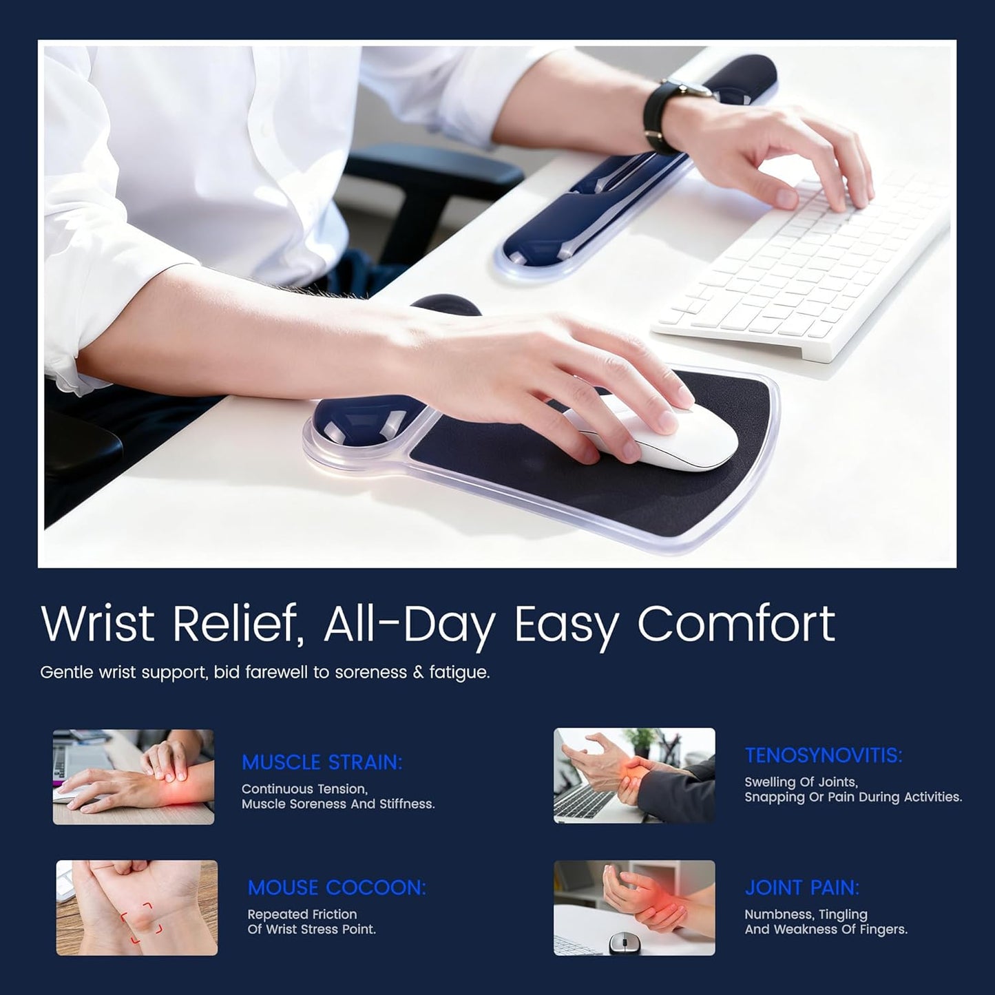 Ospelelf Mouse Pad with Wrist Rest and Ergonomic Gel Keyboard Hand Wrist, Support for Typing Gaming, Relieve Wrist Pain, Cool & Easy to Clean, for Office, Programmer, Home Computer Use, Pink
