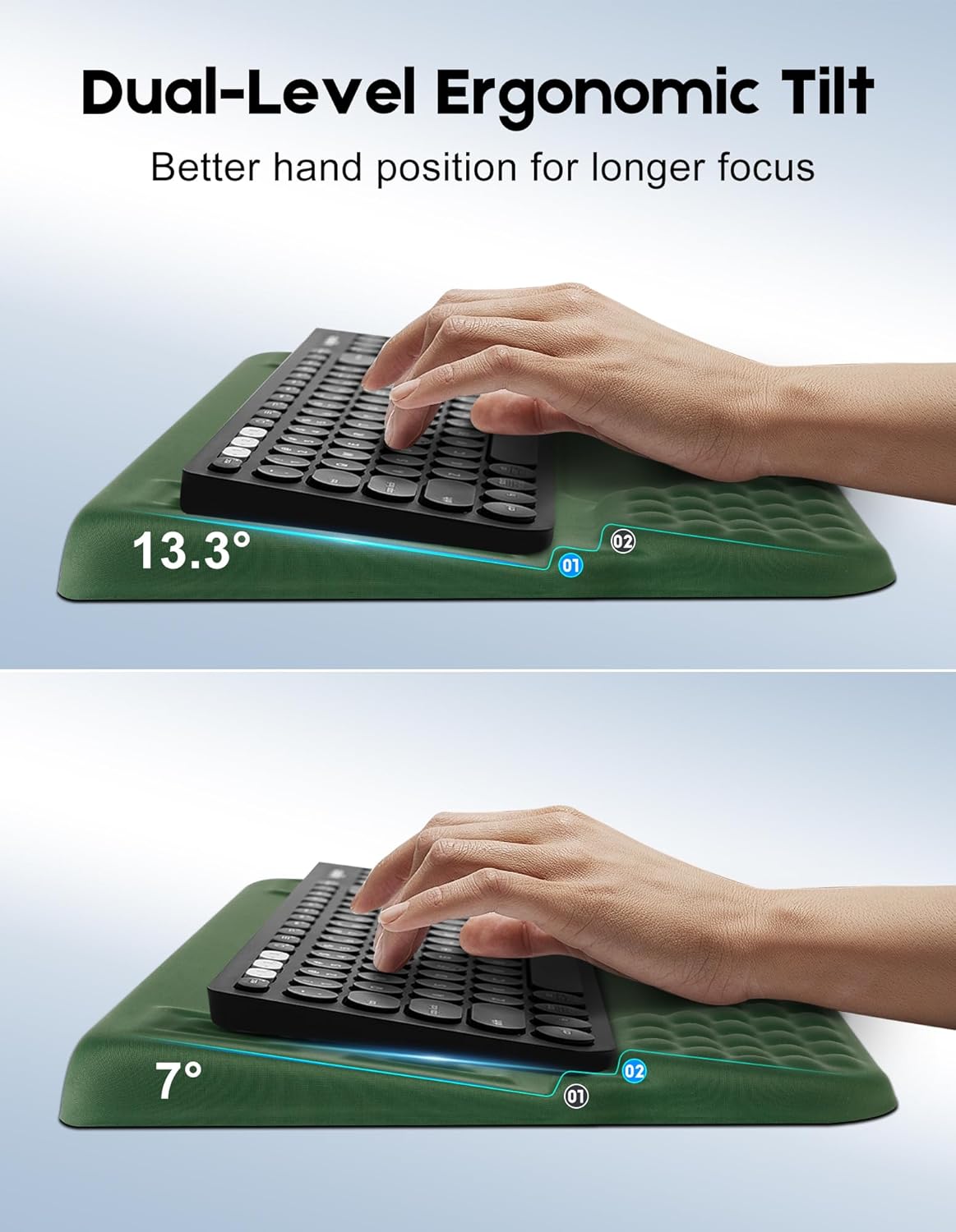Wrist Rest with Keyboard Stand and Storage Slot, Ergonomic Computer Keyboard Wrist Rest, Soft Memory Foam, Non-Slip Base, Wrist Pad for Keyboard Pad with Wrist Support for Work Study Game