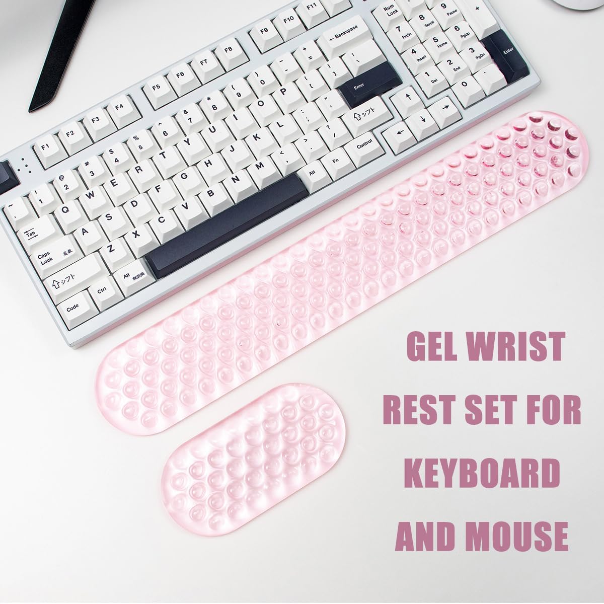 Ergonomic Gel Keyboard and Mouse Wrist Rest Set – Pink Wrist Rest for Computer Keyboard 75% 80%, Comfort & Support for Typing and Gaming