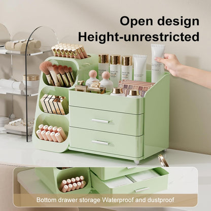 Booklov Makeup Organizer for Vanity, Countertop Cosmetic Display Case with Clear Acrylic Drawers, Bathroom Counter Beauty Caddy, Cute Table Storage Holder for Skincare, Brush Lipsticks, Crystal White