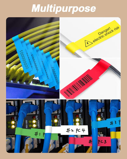 270 Pcs Cable Labels - 9 Colors, Waterproof, Self-Adhesive, Tear Resistant Wire Labels for Electronics & Laser Printer