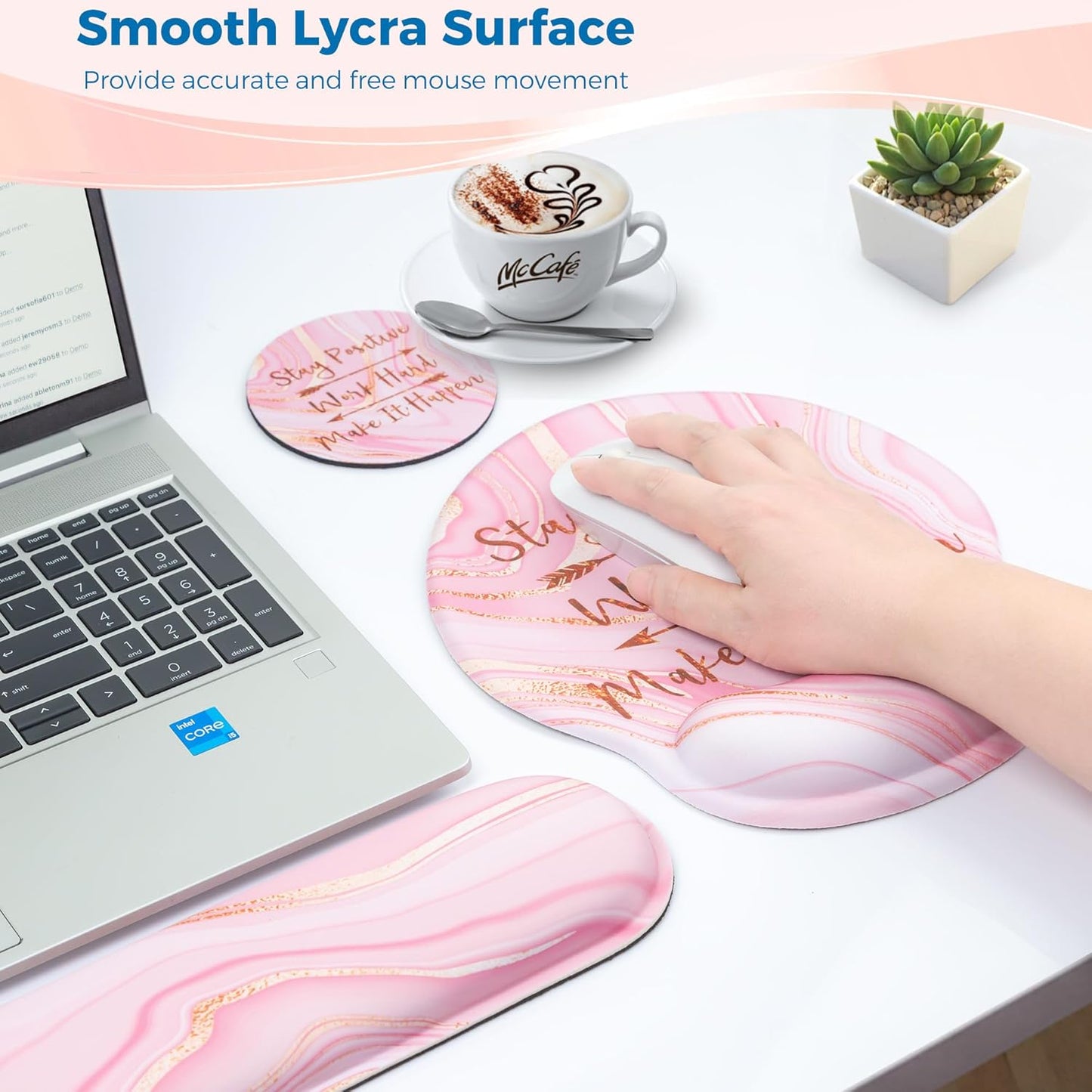 Mouse Pad and Keyboard Wrist Rest Support, with Non-Slip PU Base,Gel Mouse Pad with Coaster,Pain Relief for Gaming, Computer,Office -Beach