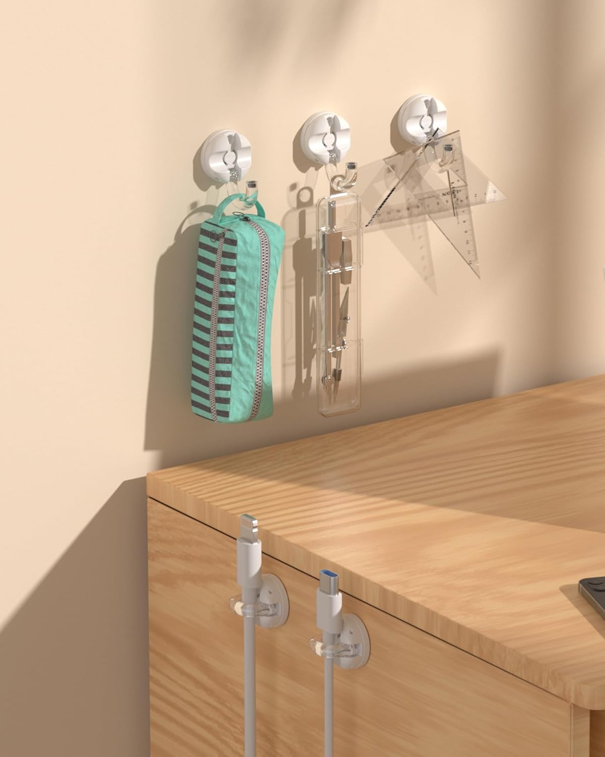 Rotatable Magnetic Cable Clips, Smooth Adjustable Cord Holder, Under Desk Cable Management, Adhesive Charging Wire Holder Keeper Organizer for Office Nightstand Wall (6-Pack Purple-Orange-Cyan)