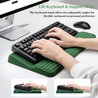 Computer Keyboard Stand Pad with Wrist Rest, Ergonomic Comfy Tilted Keyboard Stand Riser Holder Pad for Office Home (Black)