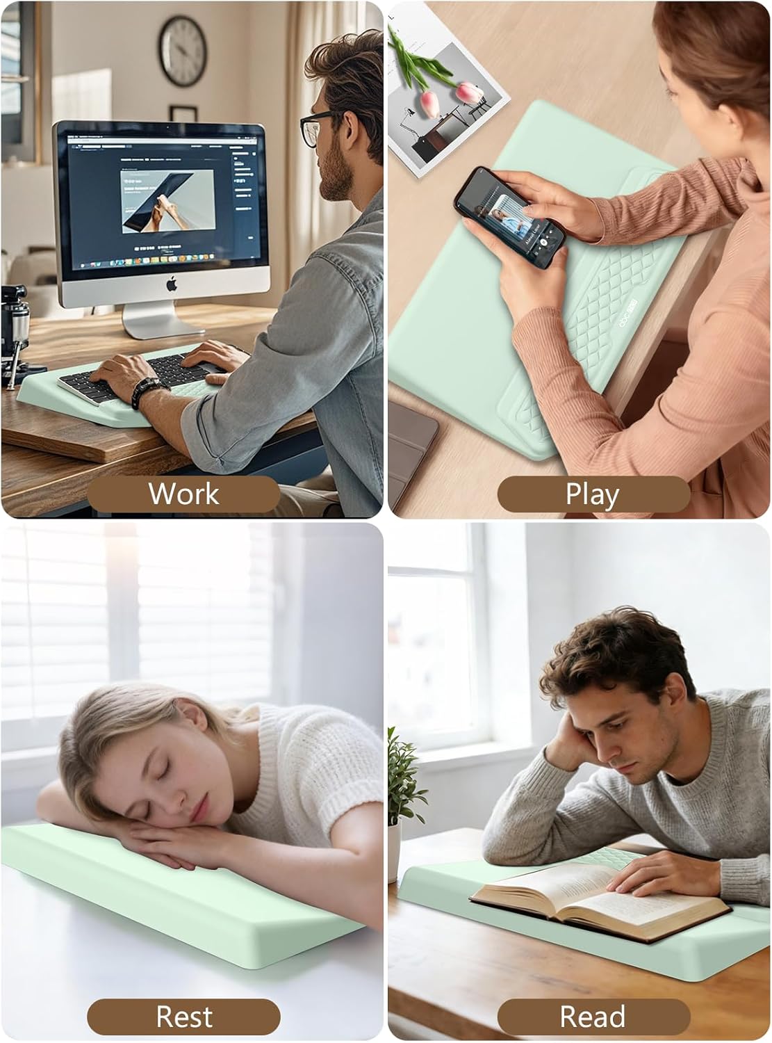 2-in-1 Ergonomic Keyboard Stand with Wrist Rest, Comfy Keyboard Riser Holder with Massage Design, Black