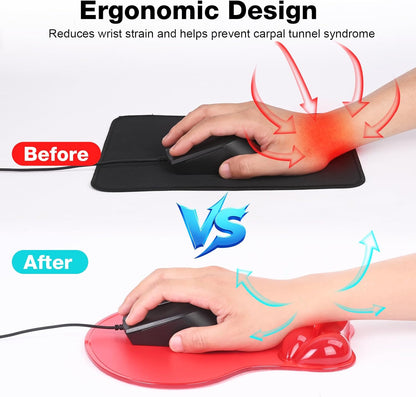 Gel Mouse pad & Keyboard Wrist Rest Set, Ergonomic Keyboard and Mousepad with Wrist Support, Keyboards Wrist Rest, Computer Keyboards Pad, Cooling Gel Blue