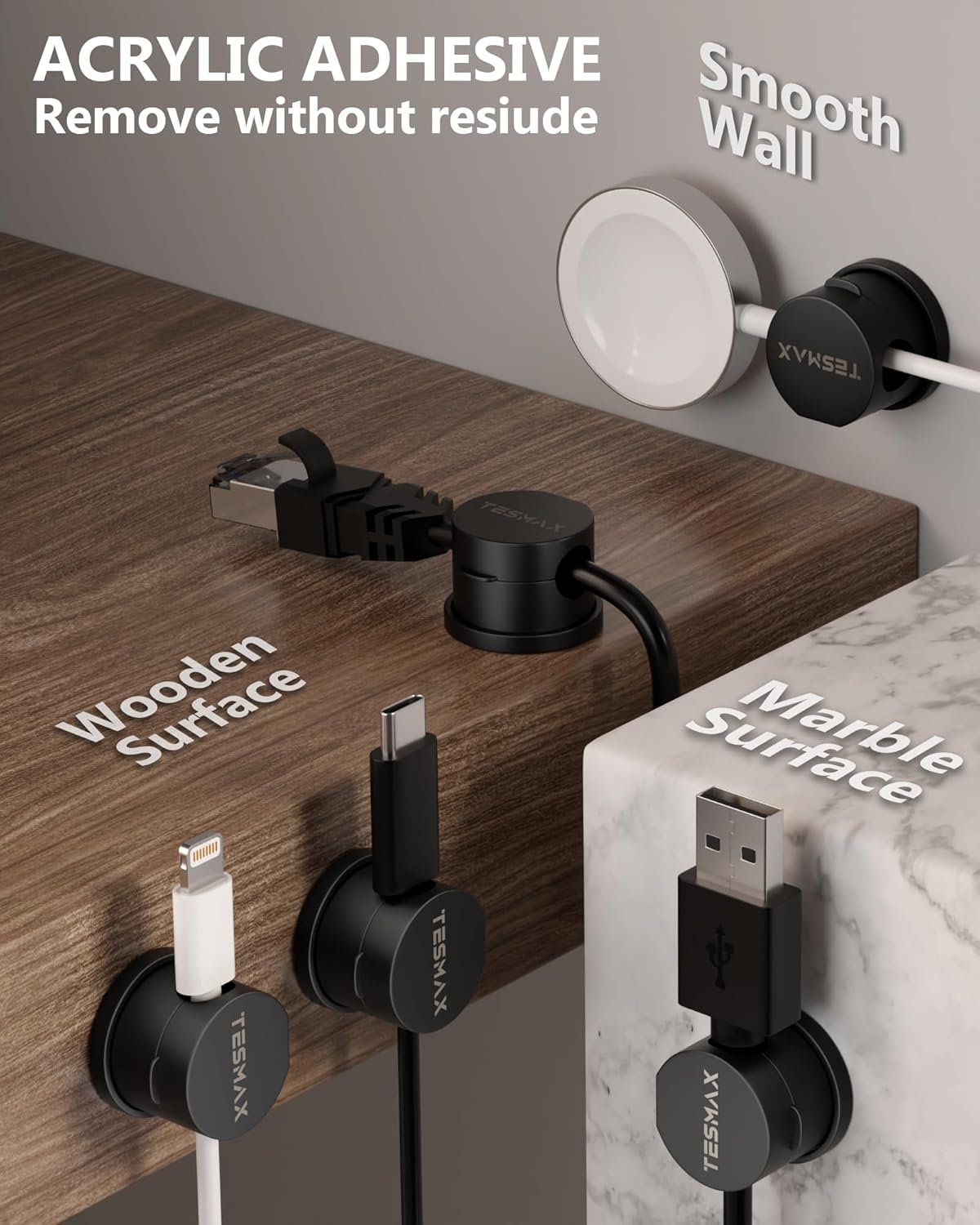 Magnetic Cord Holder 360°Rotation Cord Organizer, 6Pack Cable Clips [1s Lock] Adhesive Cable Management Desk Organizers and Accessories, Phone Charging Wire Holder for Nightstand,Car,Home Office