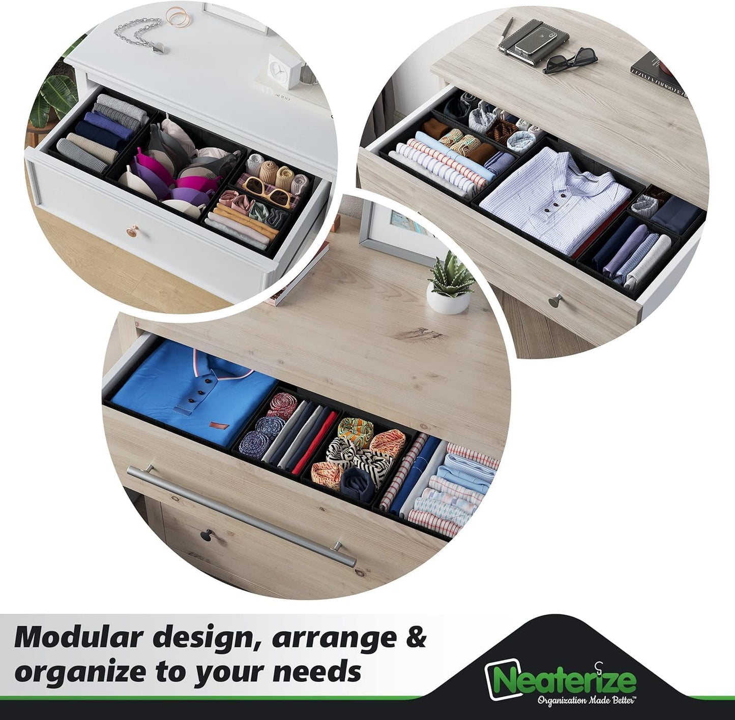 Drawer Organizer Clothes Set of 12 Grey - Dresser Organizer For Nursery, Bedroom, Closet - The Perfect Baby Clothes Organizer and Storage & General Nursery Organization or Dresser Drawer Organizers