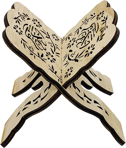 Folding Wooden Book Stand,Exquisite Engraving Muslim Book Holder,Islam Eid Quran Bible Carved Book Stand for Home Office,Religious Gift(1#)