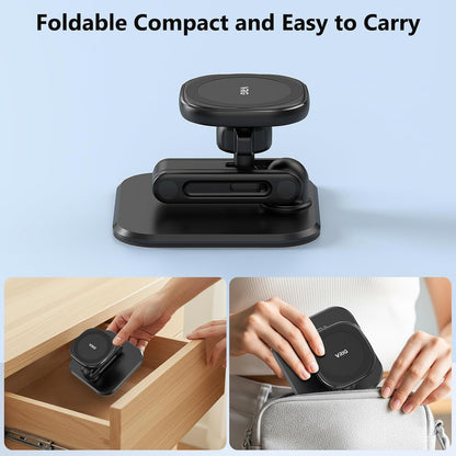 VRIG Magnetic Phone Stand for Desk,Adjustable Foldable & Portable MagStand with Angle Adjustment Cell Phone Holder for iPhone 17 16 15 14 13 12 Pro Max & MagSafe Case