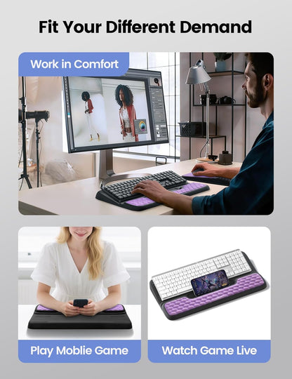 Vaydeer Keyboard Stand and Mouse Pad Set with Wrist Rest, Soft Memory Foam Wrist Support, Ergonomic Wrist Cushion for Desk, Relieves Carpal Tunnel Pain, Palm Hand Typing for Office, Home, Gaming