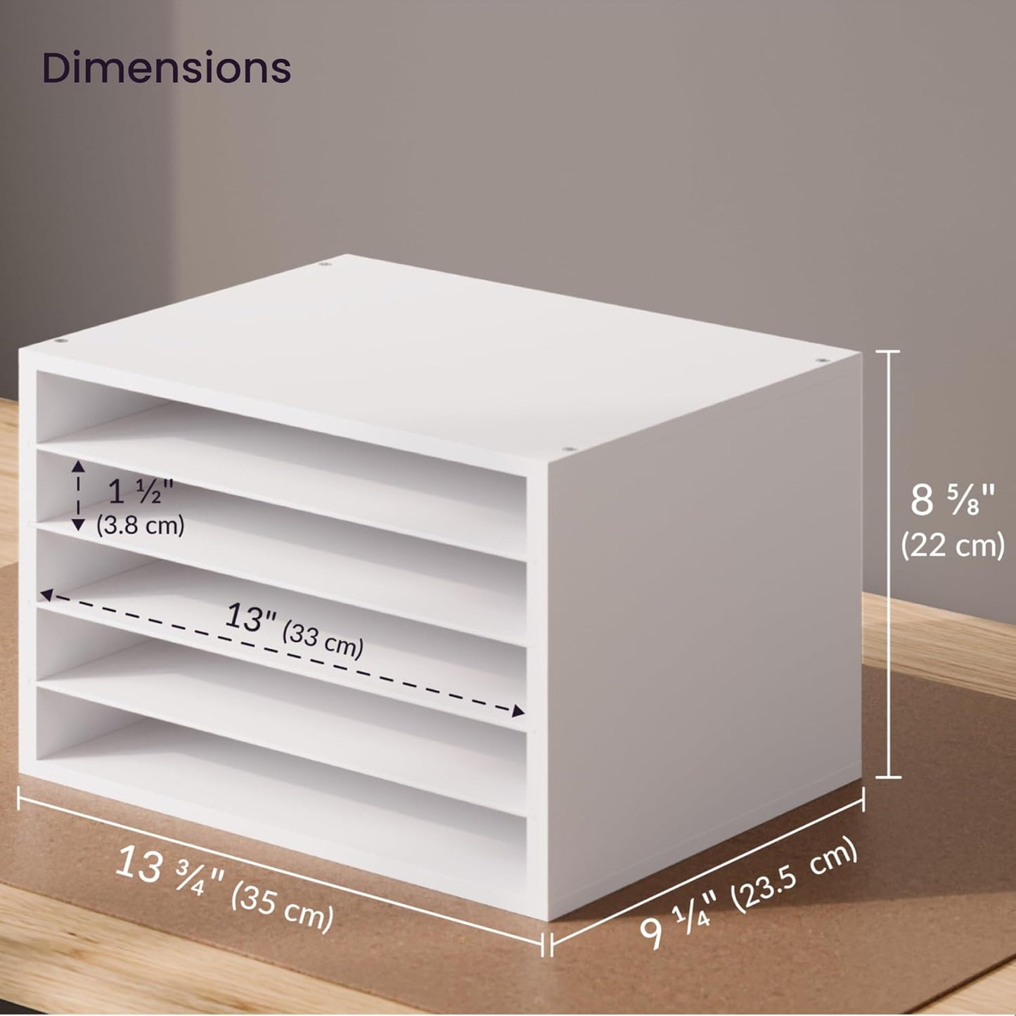 Ballucci 4-Tier Paper Organizer for Desk, Stackable Organizer Tray, Desk Storage Shelves, Stacking Letter Paper Tray Sorter for Classroom, Office, White
