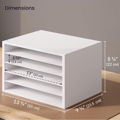 Ballucci 4-Tier Paper Organizer for Desk, Stackable Organizer Tray, Desk Storage Shelves, Stacking Letter Paper Tray Sorter for Classroom, Office, White
